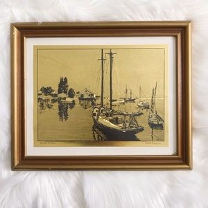 Vtg Lionel Barrymore Gold Etching Print